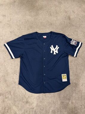 Mitchell & Ness Derek Jeter Navy Cooperstown Collection Patch Jersey